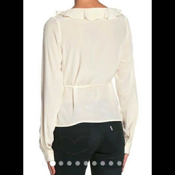 Revolve Line & Dot Haylee Ivory Wrap  Blouse - Picture 4 of 6